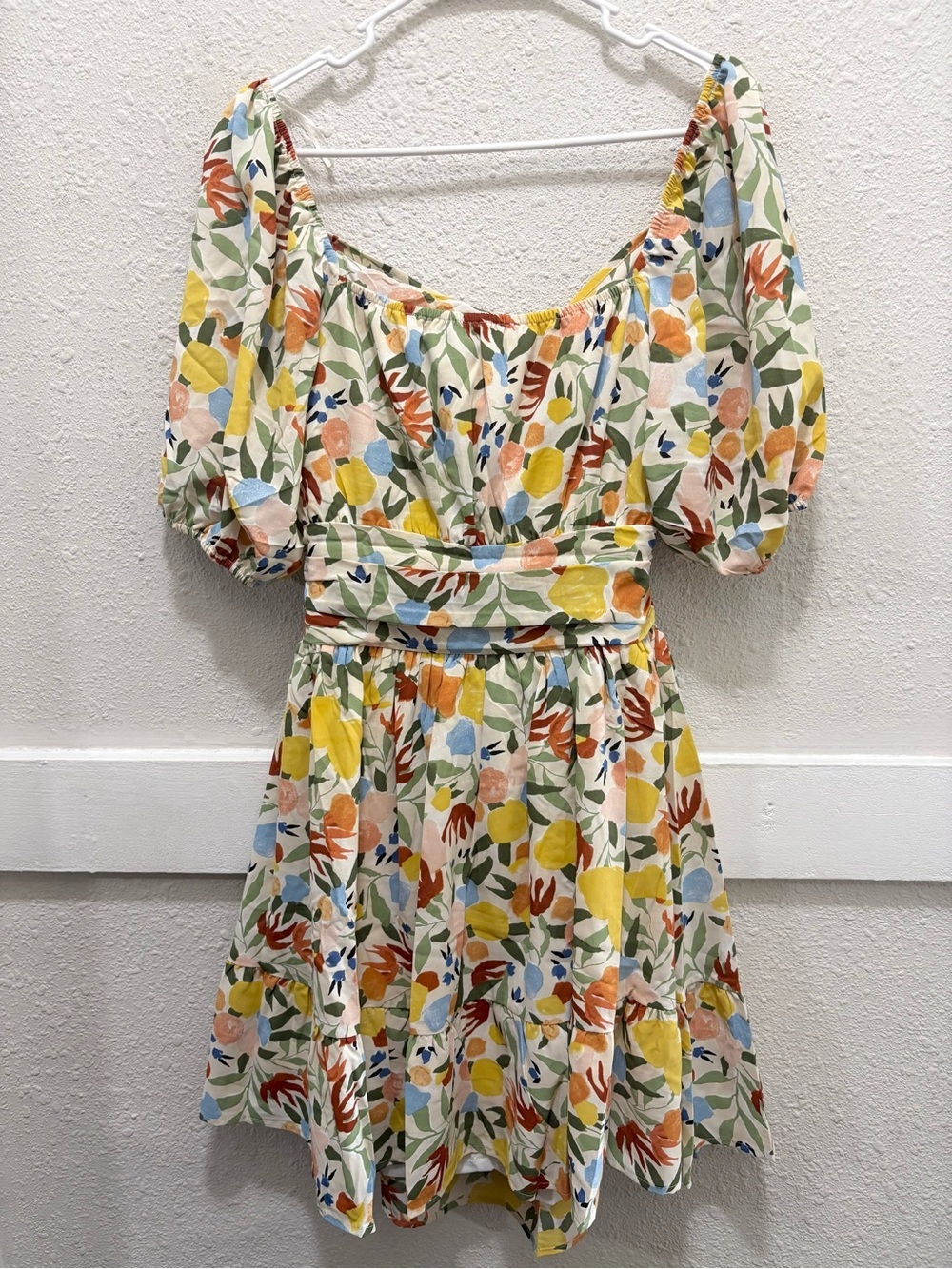 Umgee Floral Puff Sleeve Cutout Tie Back Floral Dress NWT M
